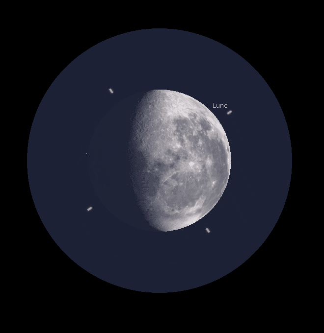 Lune vue depuis un Dobson 76/300 avec un oculaire de 6 mm