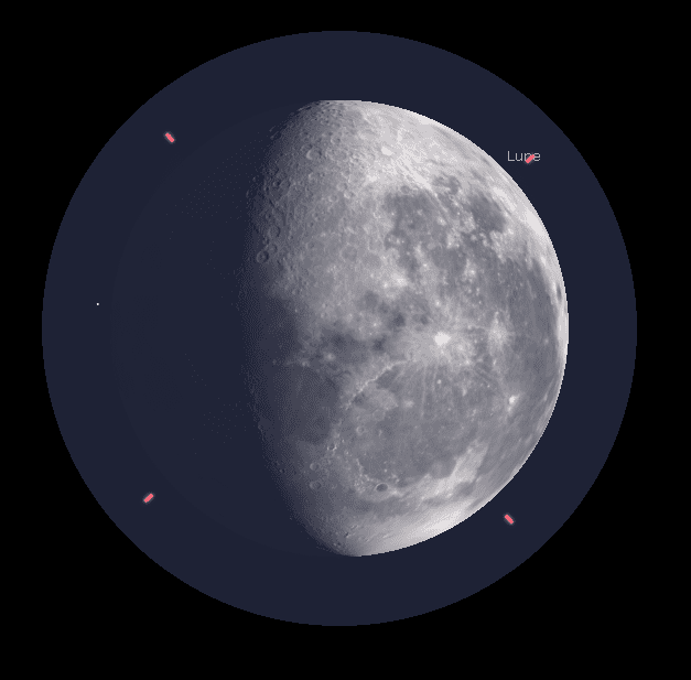 Lune vue depuis un Skywatcher 200/1000 avec un oculaire de 14 mm